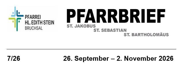 Quelle: Pfarrei Hl. Edith Stein, Bruchsal Gemeinden St. Jakobus Karlsdorf, St. Sebastian Neuthard, St. Bartholomäus Büchenau